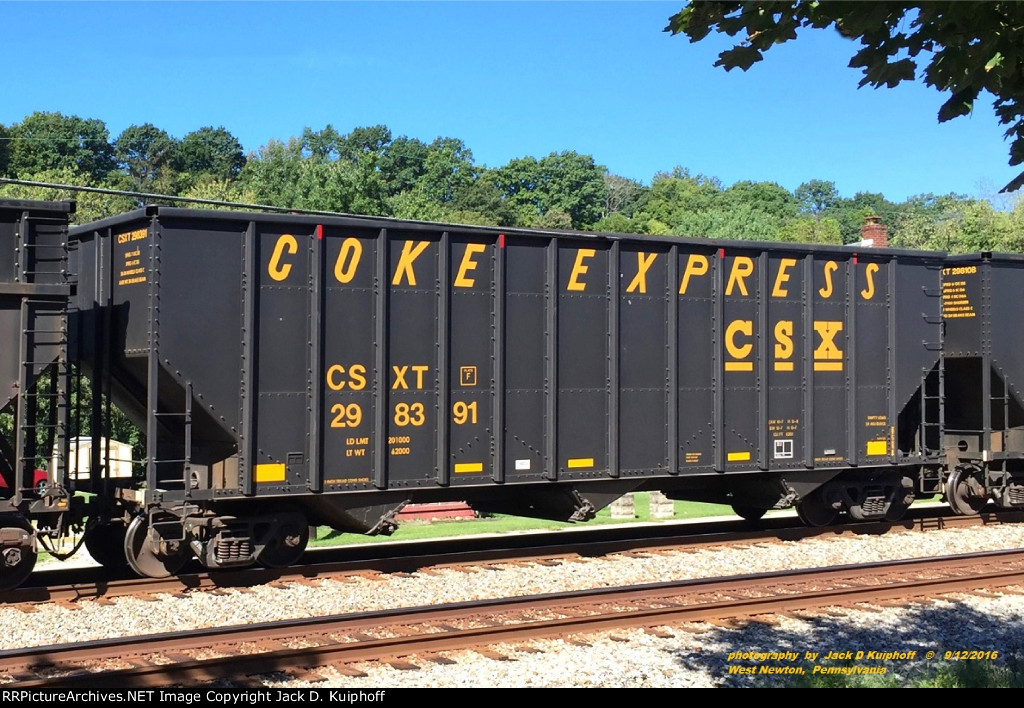 CSXT 298391, Coke hopper, West Newton, Pennsylvania. September 12, 2016. 